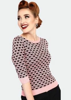 Voodoo Vixen Heart 40's Jumper Pink